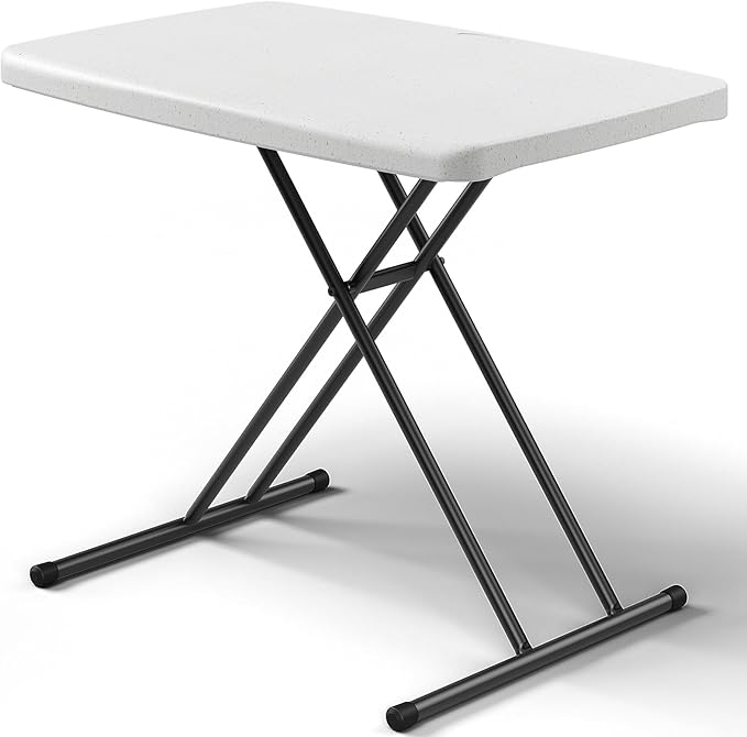 Folding Table, 30 Inch Adjustable Height Foldable Picnic Table, Portable TV Tray & Laptop Desk for Small Spaces, Dorms, Patio, Camping, BBQs, RV Travel, or Crafting, Easy to Fold and Store