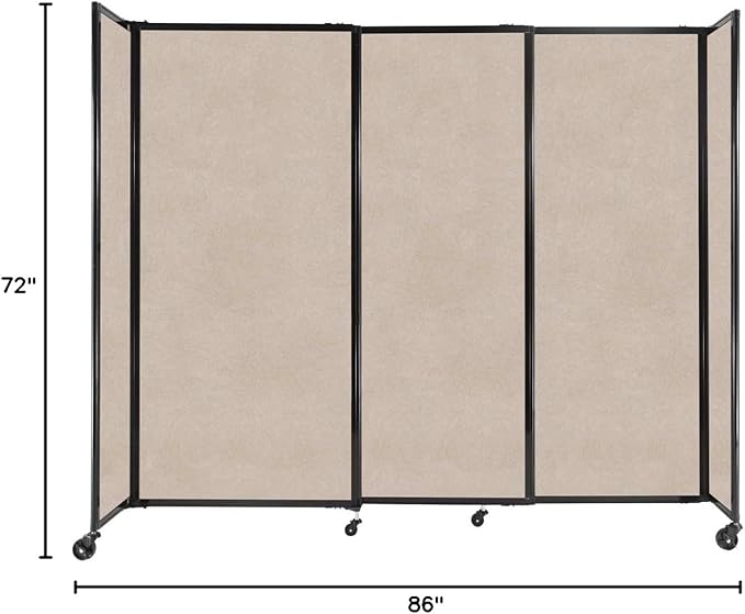 Versare Straightwall Sliding Portable Wall Partition | Freestanding Office Dividers | Locking Wheels | Temporary Room Separator | 7'2" Wide x 6' Tall Beige SoundSorb Panels