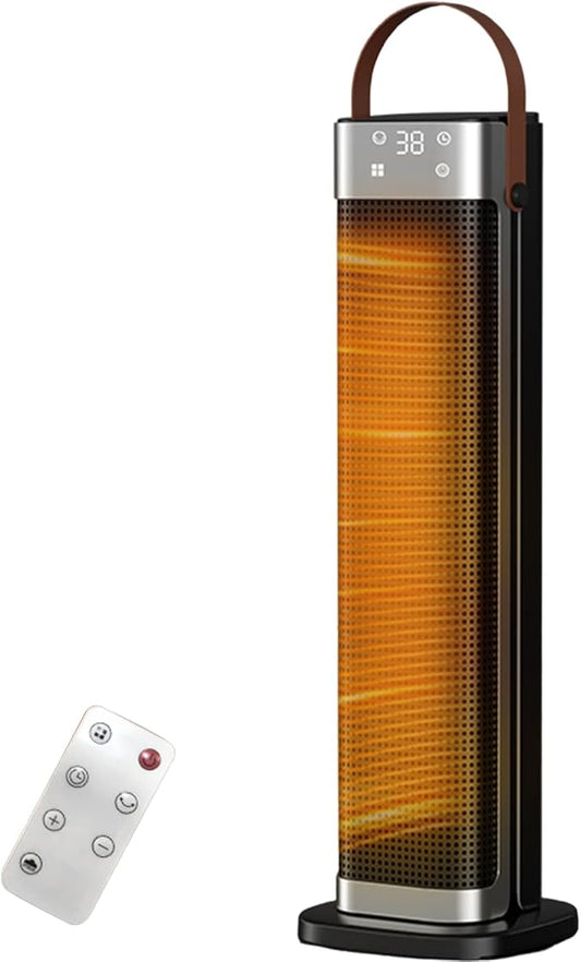 Space Heater Indoor, 25" 1500W PTC Ceramic Heater, 3 Modes, 12H Timer, 45° Oscillating, with Remote, Tower Heater for Office Bedroom