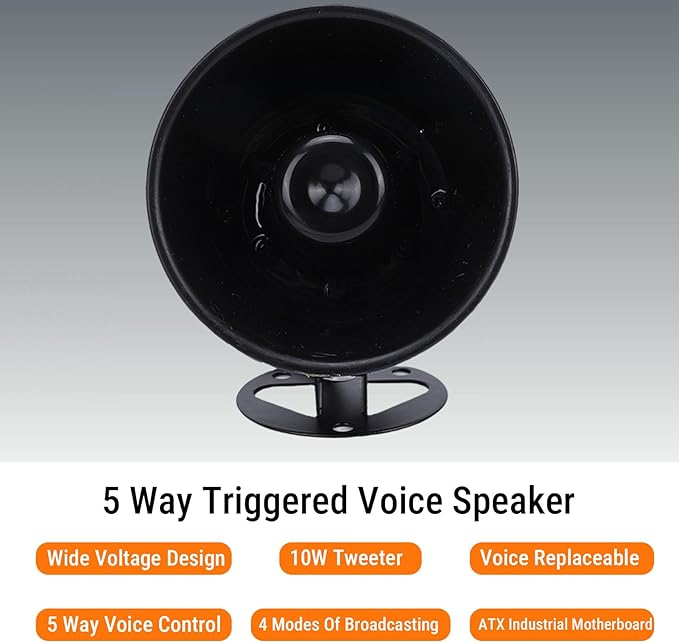 Wired Alarm Siren Horn, Compact PA Megaphone Speaker, 120dB High Volume Security Siren Horn Megaphone Speaker, Support MP3 Play, for Emergency Vehicles, Marine, Industrial