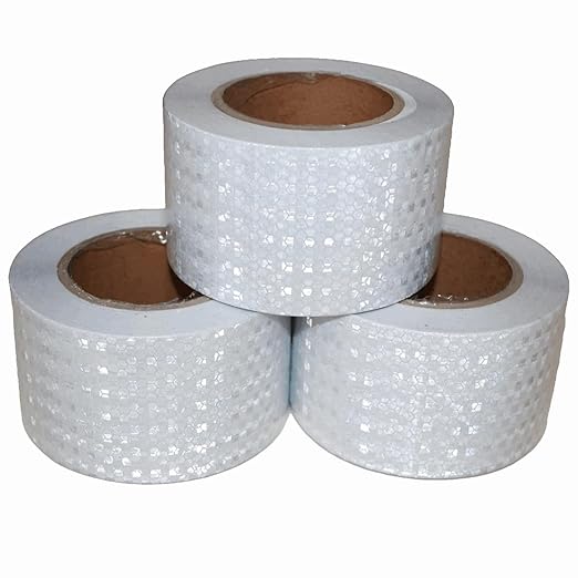 Industrial Reflective Tape White 3 inch Wide, Outdoor Waterproof High Visibility Safety Warning Adhesive Strips (66 feet, 3 Rolls)