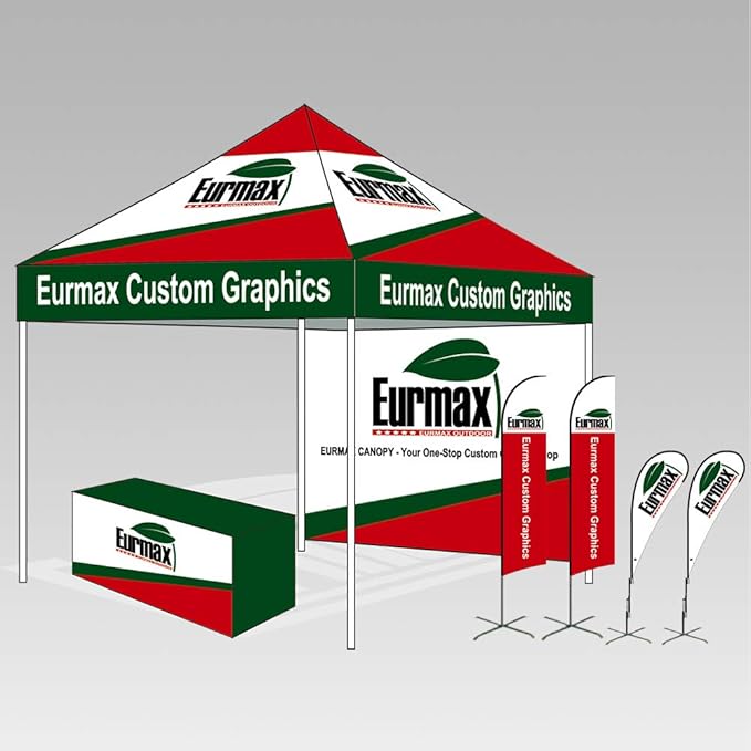 Eurmax USA 10'x10' Pop-up Canopy Tent Commercial Instant Canopies with 4 Removable Zipper End Side Walls and Roller Bag, Bonus 4 SandBags(Forest Green)
