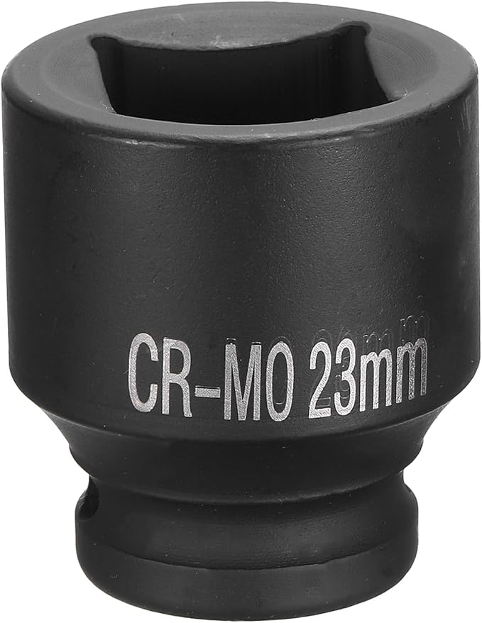 HARFINGTON 4 Point Square Socket 1/2" Drive 23mm Metric Square Impact Socket CR-MO Blackening Standard Wheel Sockets Pneumatic Socket Tool for Auto Repair Mechanical Maintenance Home Use