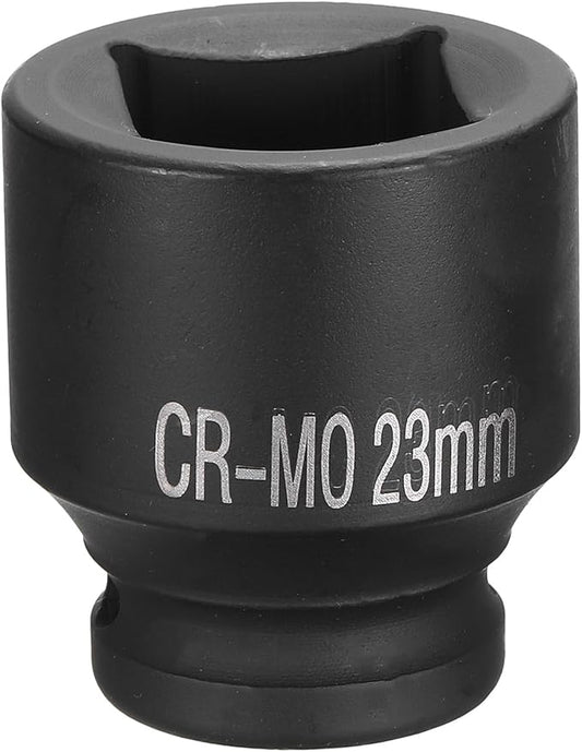 HARFINGTON 4 Point Square Socket 1/2" Drive 23mm Metric Square Impact Socket CR-MO Blackening Standard Wheel Sockets Pneumatic Socket Tool for Auto Repair Mechanical Maintenance Home Use