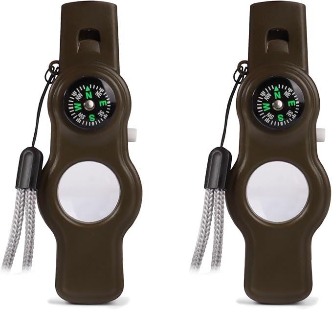 Emergency Survival Safety Whistle，Whistle for Kids with Lanyard,Compass,Thermometer,Ideal for Kayaking, Boating, Hiking, Camping, Climbing