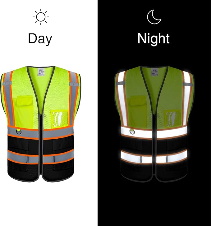 BeautyWill Custom Logo Safety Vest Class 2 High Visibility Reflective Vest for Men - Personalized Logo Team Vest