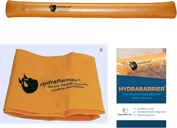 The Original HydraBarrier Ultra Flood Barrier – 6 ft Long x 6 in High – Light, Reusable Sandbag Alternative – Flood Control & Diversion Tube for Home, Garage, Door & Property Protection