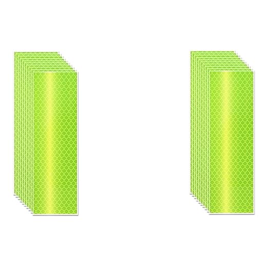 Non Fading Fluorescent Yellow Reflective Stickers 2 inch X 6 inch, Outdoor Waterproof High Visibility Safety Adhesive Reflector (20 Pcs)