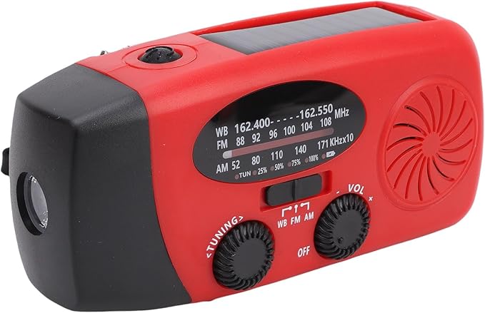 Zunate Emergency Weather Radio AM FM NOAA WB with 2000mAh Power Bank, Solar Hand Crank Portable Radio with LED Flashlight for Camping Hiking Storms