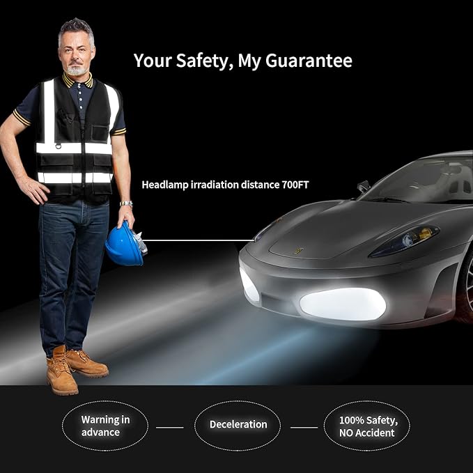 Tydon Guardian Reflective Safety Vest for Women Men High Visibility Security With Pocket Zipper Front Meet ANSI/ISEA Standard
