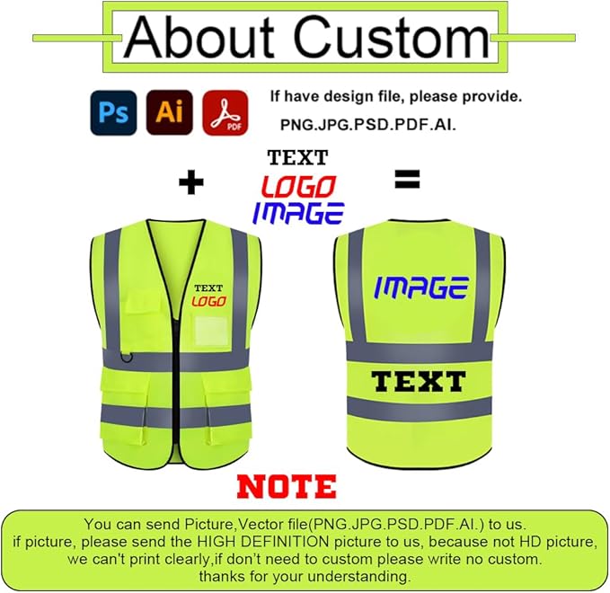 High Visibility Safety Reflective Vest with Pockets and Zipper Construction Hi Vis Work Vest(Black M)
