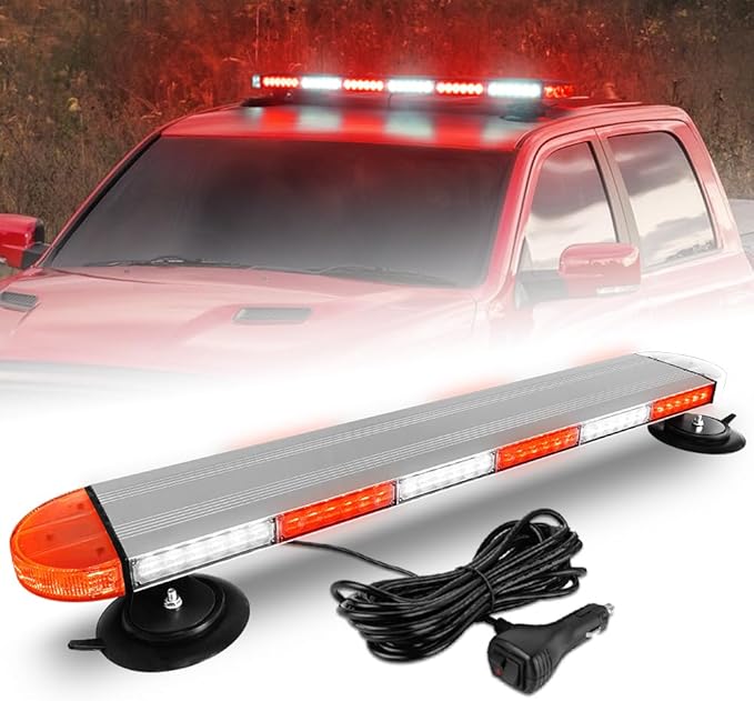 ASPL 31 inch Low Profile Rooftop Emergency Strobe Lights Bar Full Aluminum Flashing Safety Warning Traffic Advisor Lightbar Hazard Snow Plow Light for Trucks Tow Construction Vehicles (Red/White)