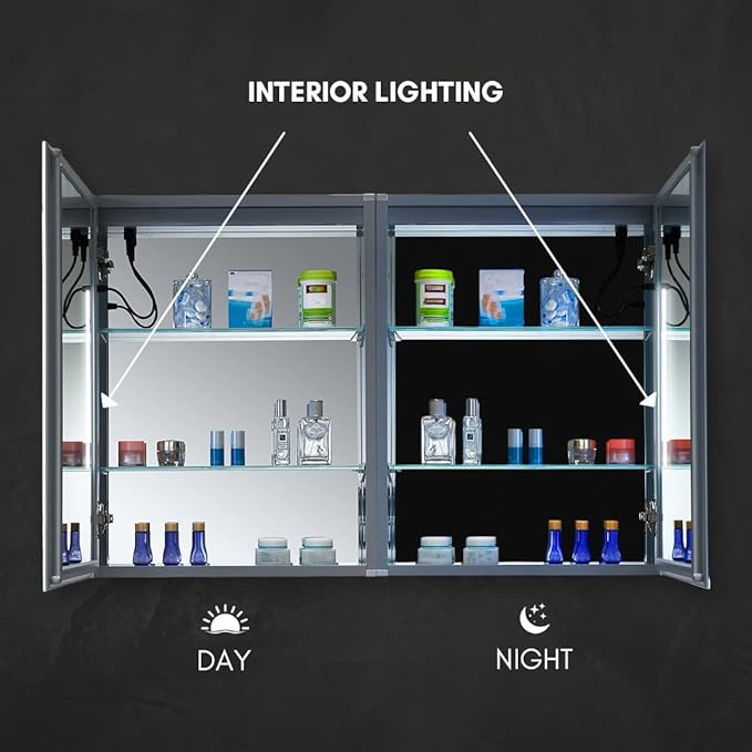 Blossom LED Lighted Medicine Cabinet Mirror for Bathroom 20x26 Inch, Left Hinge Recessed/Surface Mount - LED Mirror Cabinet with Lights, Defogger/3 Color Dimmer, Perfect Makeup Vanity