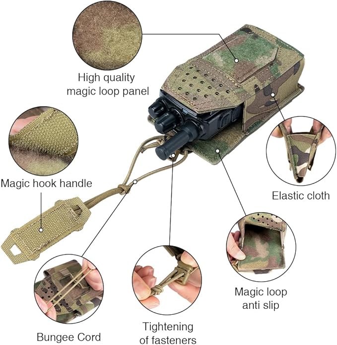 Tactical Molle Radio Pouch Radio Holster Universal Radio Holder For Walkie Talkie Motorola BaoFeng UV-5R BF-F8HP Adjustable Storage Rifle Magazine Pouch(Multicam)