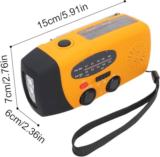Yunir Emergency Radio, Solar Hand Crank Portable AM FM Radio Phone Charger with 2000mAh Battery, for Camping Hiking Power Outage (European Version)
