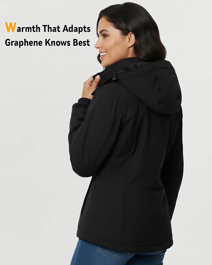 Wulcea Graphene Heated Jacket For Women 12V 18400mAh Fast Charge With Large Capacity