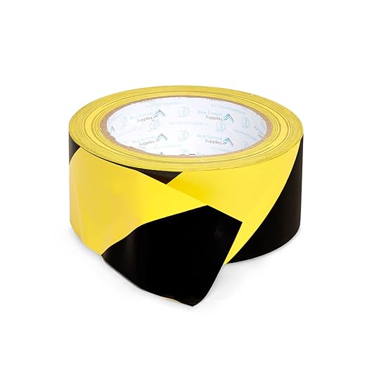 Blue Summit Supplies 3 Rolls Floor Marking Tape, Safety Black and Yellow Stripe, Hazard Tape for Caution and Aisle Marking, 2 inch x 108 feet, 3-Pack