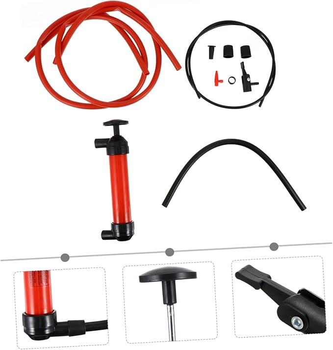 Generic Manual Car Fuel Transfer Pump with Ergonomic Grip Multi-use Oil Siphon for Gasoline Diesel Water and Light Oils Portable Hand Pump for Emergency Liquid Transfer in Vehicles and