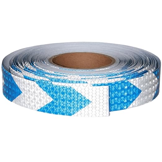 Blue White Reflective Tape 1 inch Wide for Trailer, Outdoor Waterproof High Visibility Safety Warning Adhesive Strips (166 feet)