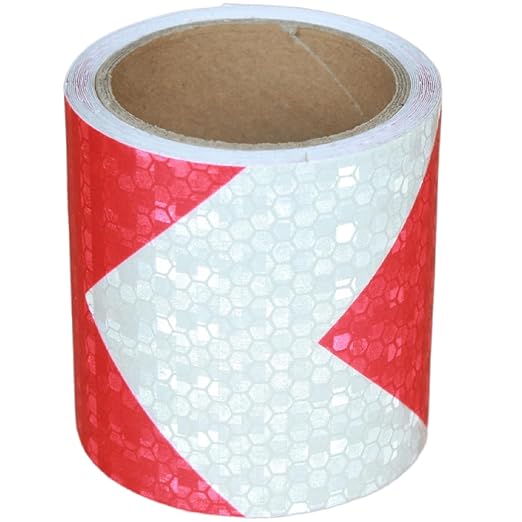 Red and White Reflective Tape Outdoor Waterproof 3 inch X 10 feet, High Visibility Hazard Conspicuity Safety Marking Tape