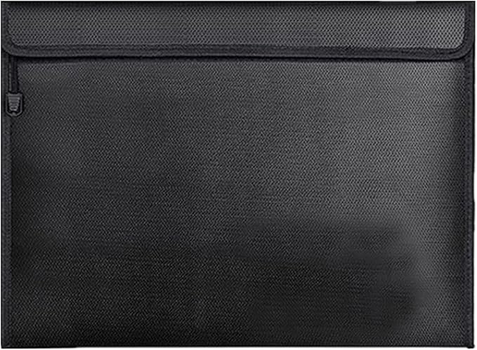 Fireproof Document Bag, Waterproof Storage Pouch with Zipper, 15 x 11 inches, Water and Fire Resistant Safe Envelope for Legal Documents, Valuables, Cash Storage, Black (Black, Horizontal Style)