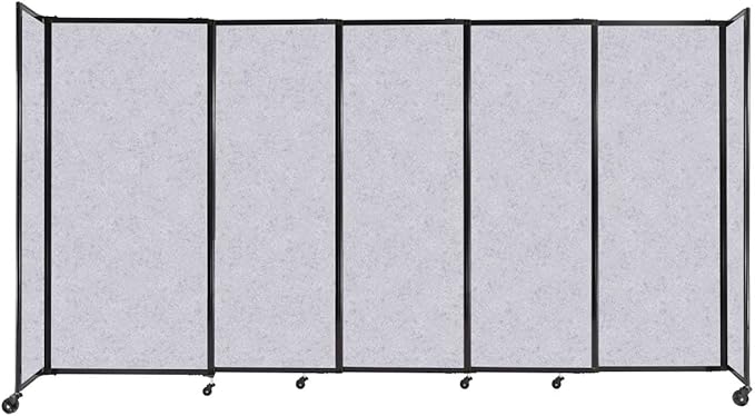 Versare Straightwall Sliding Portable Wall Partition | Freestanding Office Dividers | Locking Wheels | Temporary Room Separator | 11'3" Wide x 6' Tall Marble Gray SoundSorb Panels
