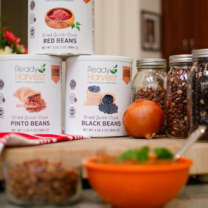 Ready Harvest Emergency Food - Quick-Cook Pinto Beans | Dried Beans | Survival Food | #10 Can | 25-Year Shelf Life | 3 lbs | Cans Filled to the Top