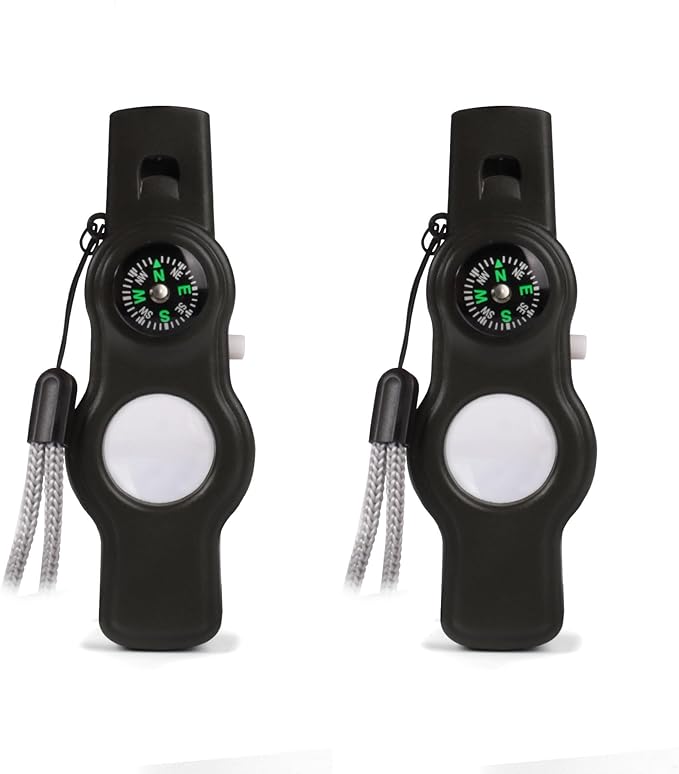 Emergency Survival Safety Whistle，Whistle for Kids with Lanyard,Compass,Thermometer,Ideal for Kayaking, Boating, Hiking, Camping, Climbing