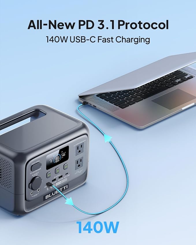 BLUETTI Elite 30 V2 Portable Power Station, 288Wh Solar Generator, 600W AC Outlets (Power Lifting 1500W), Fast Charging LiFePO4 Battery Backup for Camping, Road Trip, Outage (Solar Panel Optional)