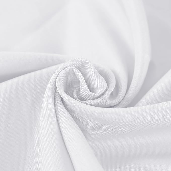 Fokitut 12 Pack Waterproof Round Tablecloth, 120 Inch, Stain Resistant and Wrinkle Polyester Table Cloth, Fabric Table Cover for Kitchen Dining, Wedding, Party, Holiday Dinner-White