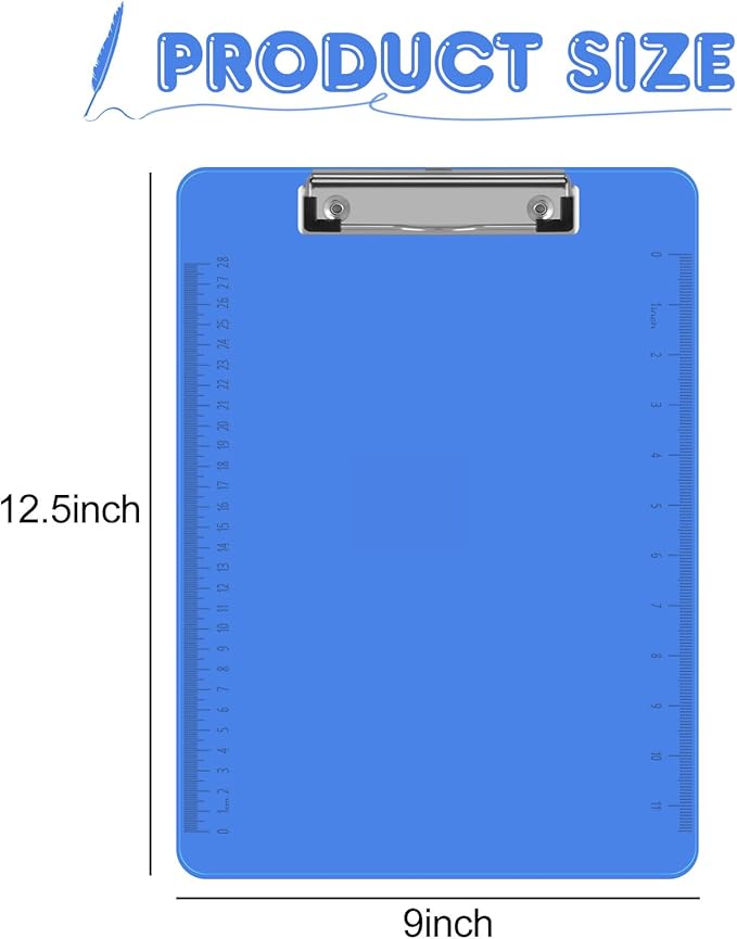 HERKKA 15 Pack Plastic Clipboards, Assorted Color, Low Profile, Standard A4 Letter Size