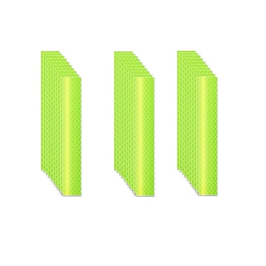 Fluorescent Reflective Stickers 1 inch X 6 inch, Outdoor Waterproof High Visibility Warning Safety Adhesive Reflector (30 Pcs)