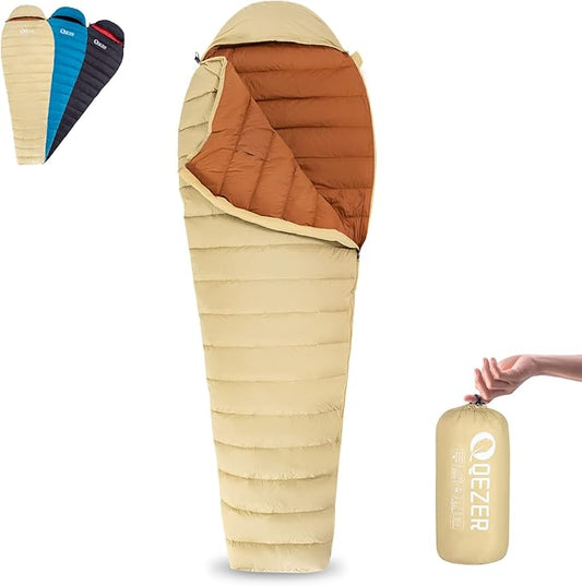 Ultralight Down Sleeping Bag for Adults with 600 Fill Power, Compact Sleeping Bag for Backpacking, Hiking and Camping