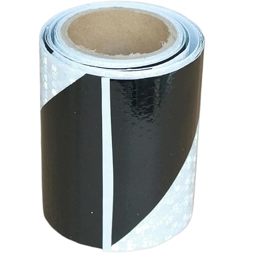 Black White Reflective Tape 4 inch X 10 feet, Outdoor Waterproof Hazard Conspicuity Warning Industrial Marking Tape