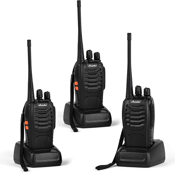 Walkie Talkies Rechargeable Long Range Two Way Radios 16-Channel with Earpiece Battery n Charger (3 Pack)