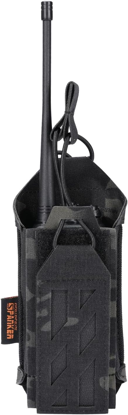EXCELLENT ELITE SPANKER Tactical Universal Radio Holster Holder Molle Radio Pouch Adjustable for Duty Belt,Vest for Two Ways Walkie Talkie