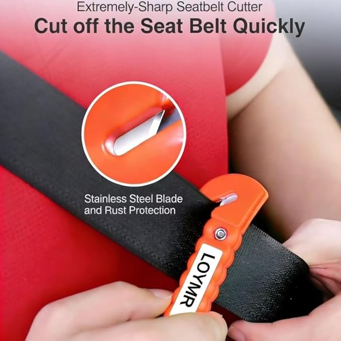 4 PCS Car Safety Hammer,with Car Window Glass Hammer Breaker and Safety Seat Belt Cutter 2-in-1 Emergency Escape Tool, Survival Kit Red