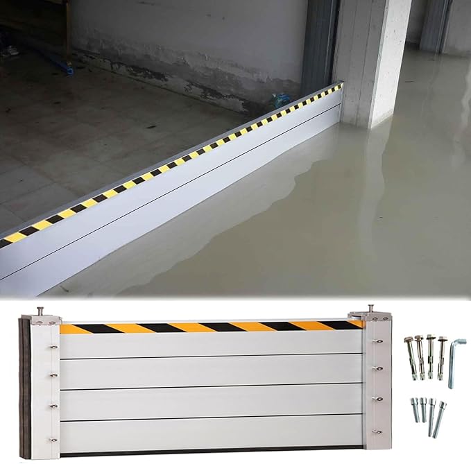 Garage Door Flood Barrier Threshold Kit, 3/4/5/6/7/8/9/10/11/12/13ft Long Detachable Aluminum Shield Door Water Stopper Barrier for Basement/Front Door/Gates/Sliding Door(H 2.6ft(80cm),9ft(