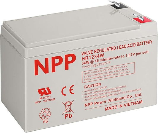NPP HR1234W (F2, 1Pcs) 204Watts 12V 34Watts/Cell AGM Sealed Lead Acid Rechargeable Battery Replace 12V 9Ah for Back-UPS Flame Retardant UPS Battery