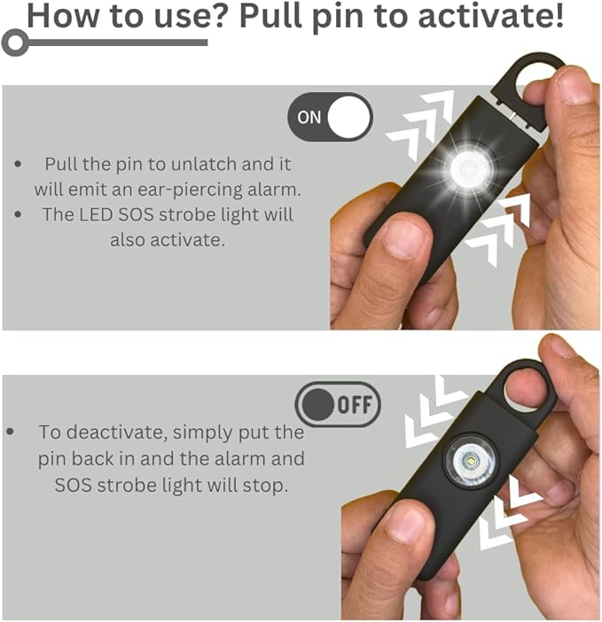 The Original Personal Safety Alarm for Women - Loud Siren, Strobe Light and Key Chain 2.0 Version (Black)