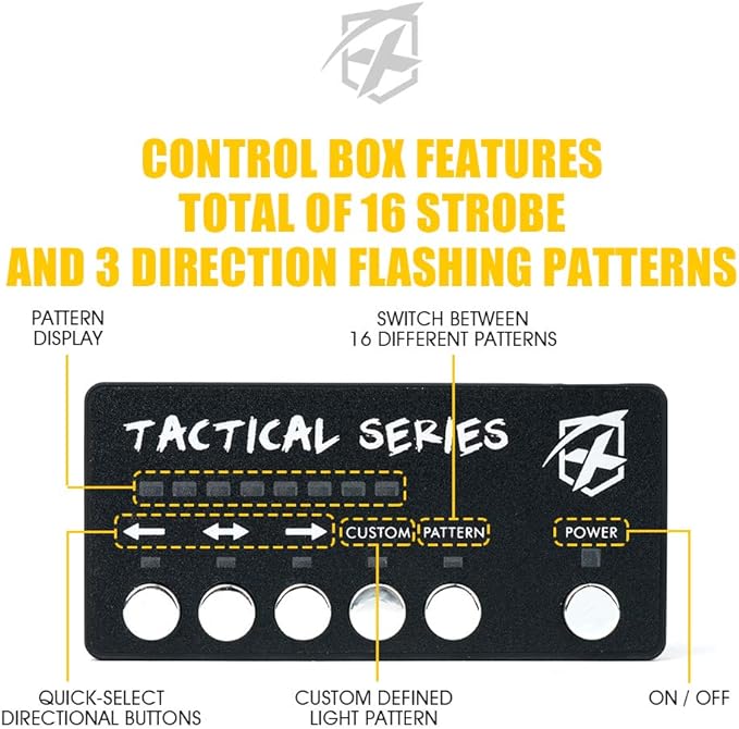 Xprite Amber Green LED Surface Mount Strobe Lights Kit, w/Control Panel Emergency Safety Warning Flashing Grille Cop Marker Light Assembly for Vehicles Trucks ATV UTV Motorcycle 8PCS