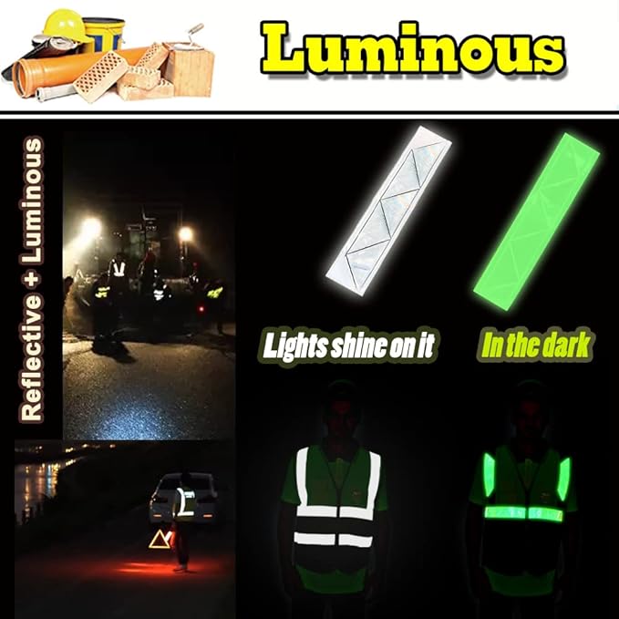 YOWESHOP High Visibility Safety Vest Custom Your Logo Protective Workwear 5 Pockets With Reflective Strips Outdoor Work Vest (XL, Yellow Green Luminous)