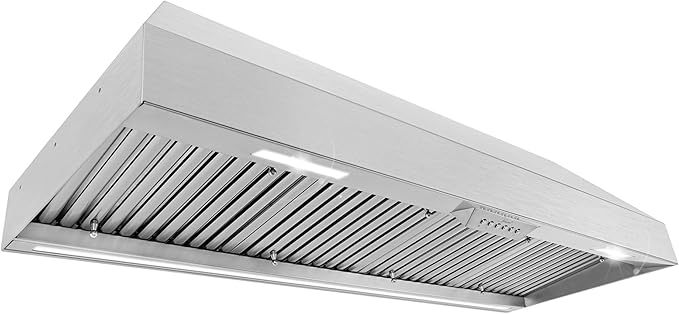 Akicon Range Hood Insert 54 Inch with Heater Sensor, 1200 CFM Bulit-in Kitchen Vent Hood with 4 Speeds, Ultra-Quiet Duct Stove Hood 3CCT LED Lights and Dishwasher Safe Filters