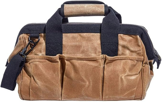 Readywares Tool Bag, Heavy Duty Waxed Canvas Toolbag for Gear, Tools, Supplies and Equipment (15", Tan)