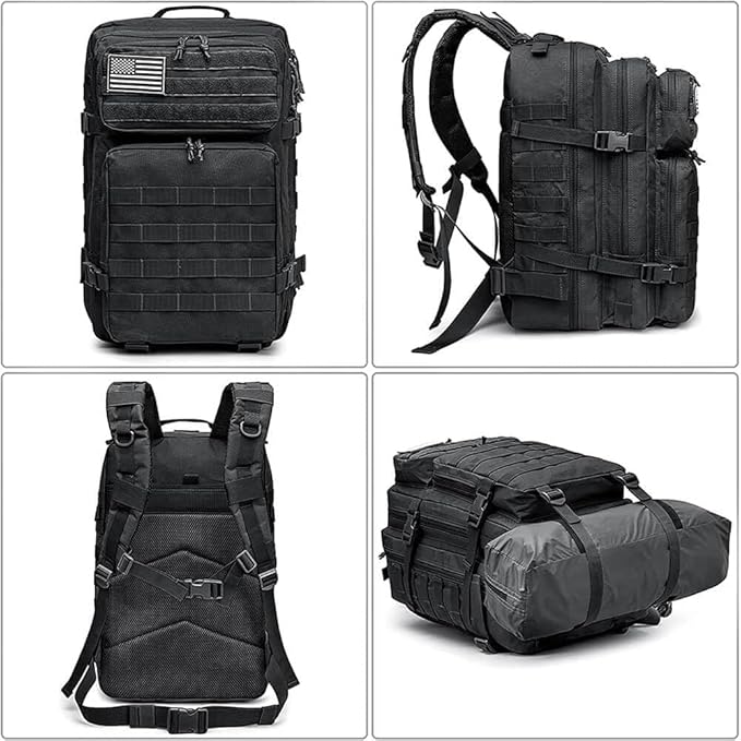 MODERN NEEDS 40L Tactical Backpack | Heavy Duty Military Backpack for Men | Molle Tactical Bag with 7 Compartments | Assault Pack Daypack | Outdoor Camping, Hiking, Survival, Gym, Travel – Black