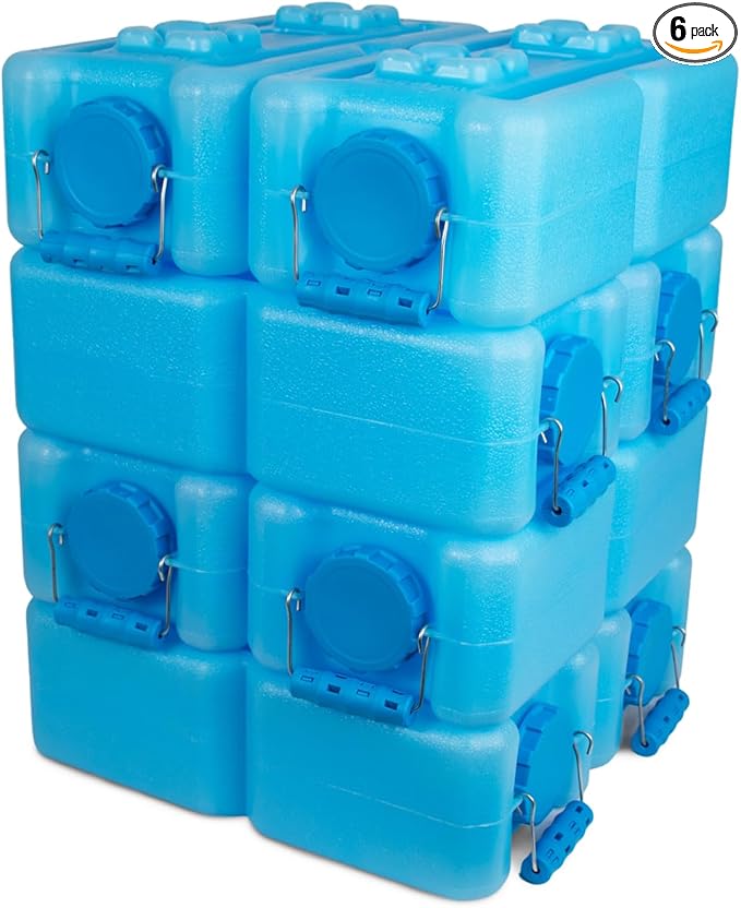 WaterBrick International WaterBrick Water Storage Containers for Emergency Water Storage | 6-Pack of Stackable 3.5 Gallon Water Container Bricks | Food-Grade HDPE Plastic | BPA-Free | STD Blue