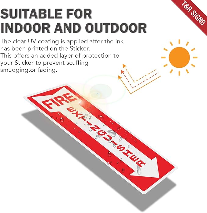 T&R Fire Extinguisher Inside Sign Stickers - 24 Pack - 12x4 inches Reflective Label, UV resistant, waterproof, fade and scratch resistant, suitable for indoor and outdoor