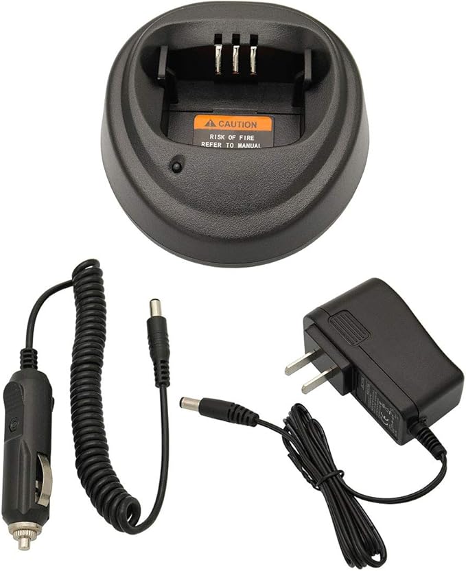 Desktop Charger DC 12V/24V Car Charger Compatible with Motorola CP200 CP340 CP360 CP380 CP040 CP140 PM400 PR400 NNTN4496 NNTN4497 NNTN4970 WPLN4137 WPLN4138