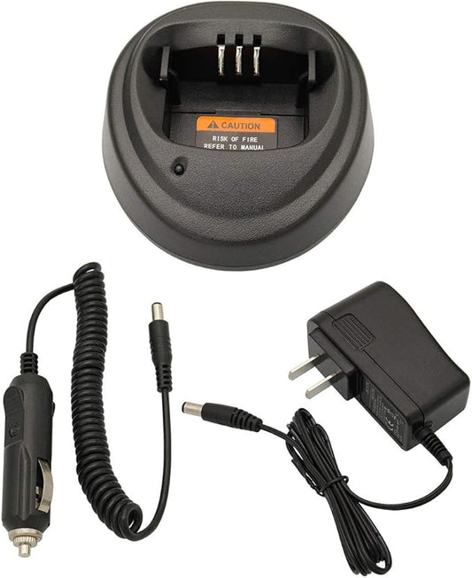 Desktop Charger DC 12V/24V Car Charger Compatible with Motorola CP200 CP340 CP360 CP380 CP040 CP140 PM400 PR400 NNTN4496 NNTN4497 NNTN4970 WPLN4137 WPLN4138
