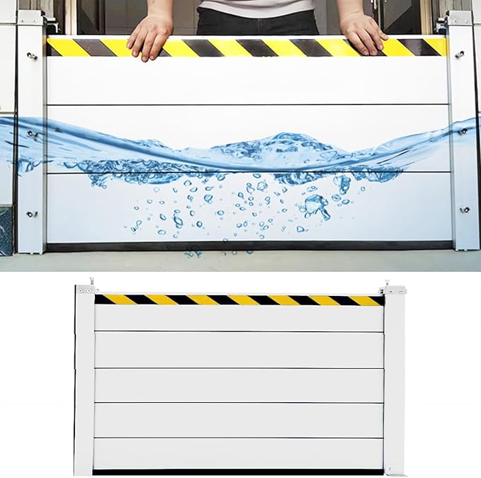 Basement/Garage Door/Home/Doorway Flood Protection Barriers, 2/3/4/5/6/7/8/9/15/18/20/23ft Reusable Detachable Aluminum Flood Panel Shield, Tall Water Prevention System(H 3.3ft(100cm),13ft(3.9